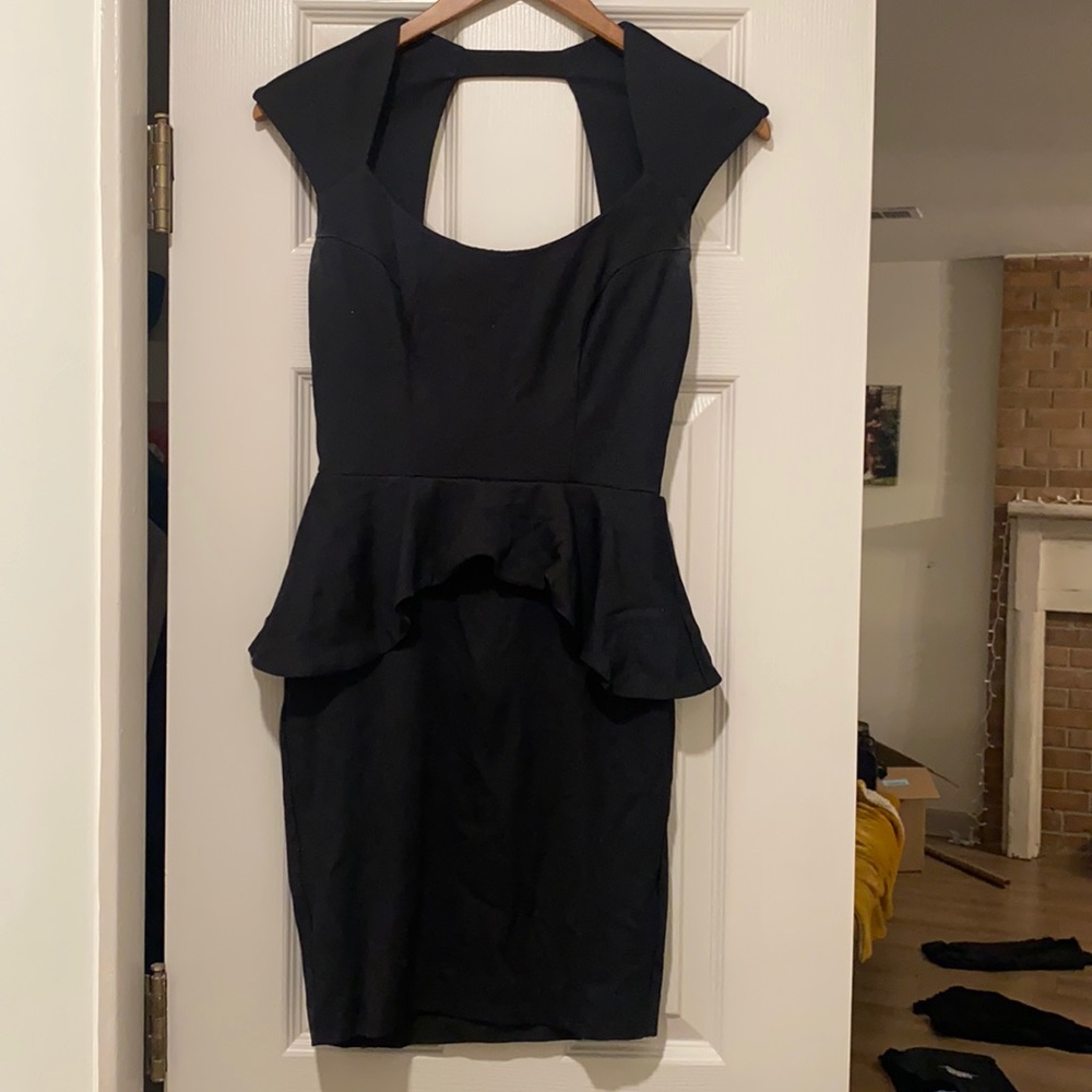 Black cocktail dress with back keyhole